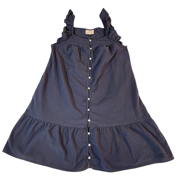 Universal Thread Crepe Recycled Cotton Sun Dress Medium Navy - Picture 1 of 7